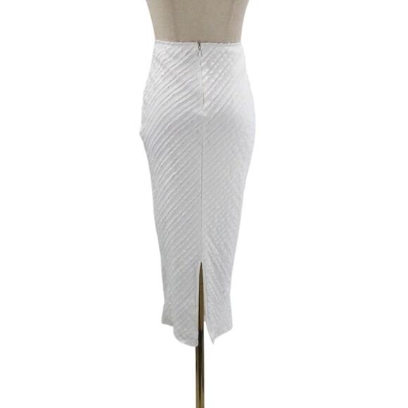 LULU'S SZ S white pleated bodycon midi skirt NEW b21 - Picture 2 of 6